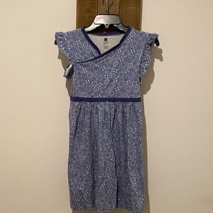 Tea Collection Blue Kids Dress with Floral Design